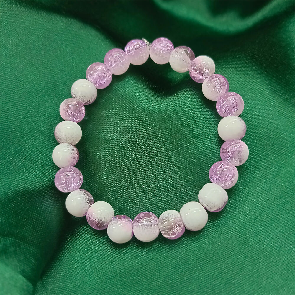 Crystal Crackle Glass Beads Stretch Bracelet