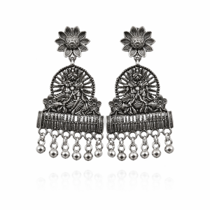 Traditional Elegant Silver Oxidised Jhumka Earrings for Women