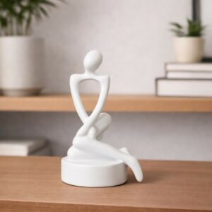 Abstract Sitting Man poly-resin Sculpture Modern White Showpiece for Home Decor