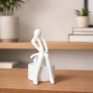 Abstract Thinking Man poly-resin Sculpture Modern White Showpiece for Home Decor