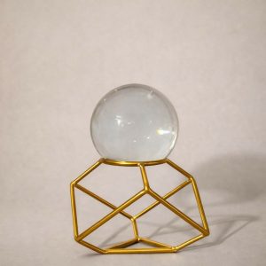 Crystal Ball Decorative Showpiece with Geometric Metal Stand