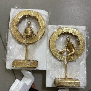 Golden Meditating Yoga Figurine Ring Sculpture for Home Decor (Any One)