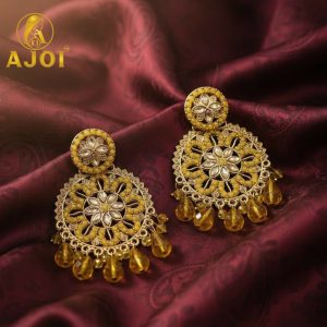 Golden Amber Floral Earrings