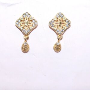 Gold Plated Square Stud Earrings with AD for women and girls
