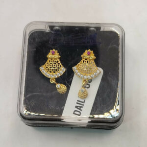 Gold Plated Jali Work & AD Stud Earrings for women and girls