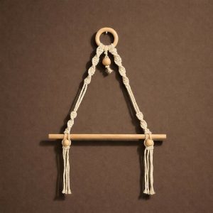 Macrame Hanging Shelf Rope Wall Decor Wooden Plant Display Rack