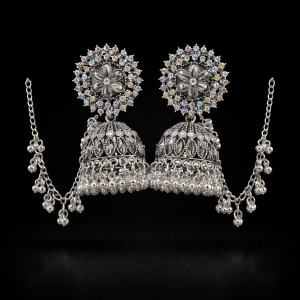 beautiful elegant jhumka earrings with kanchain