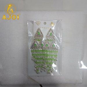 Royal Emerald Drop Silver Statement Earrings with Elegant Beaded Tassels