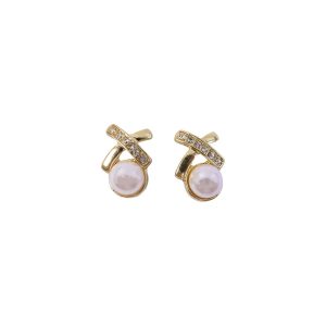 Elegant Pearl Crystal Stud Earrings for Women And Girls