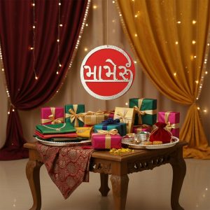 Mameru Ceremony Wall Hanging | Gujarati Wedding Red & Gold Decor