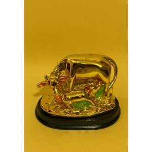 Kamdhenu Cow and Calf Idol on Base – Auspicious Decorative Statue for Puja Room, Temple, Office Desk, Living Room, and Gifting – Traditional Indian Vaastu Showpiece for Prosperity and Positive Energy