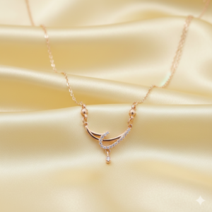 Rose Gold AD Crescent Moon Necklace Pendant For women and girls