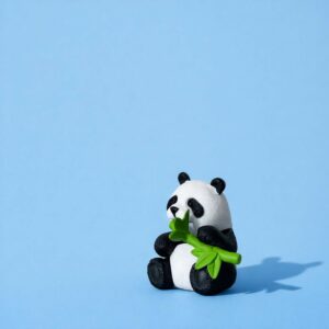 Cute Panda Eating Bamboo poly-resin Showpiece | Mini Panda Decorative Figurine