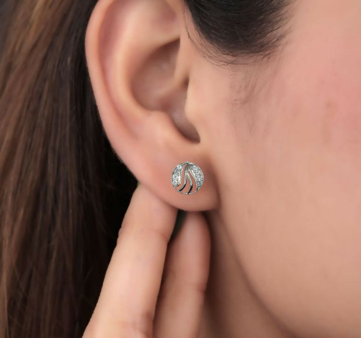 Silver-Plated AD Stud Earrings | for women and girls - Image 3