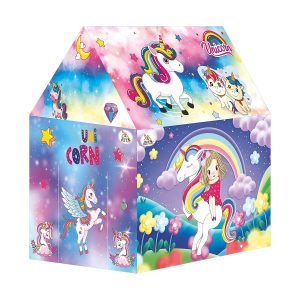Unicorn Theme Foldable Kids Play Tent House with Colorful Fantasy Print for Indoor & Outdoor Play