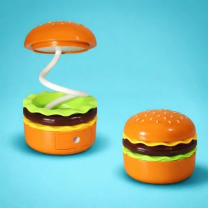 Burger Style LED Desk Lamp with Pencil Sharpener for Kids Study Table