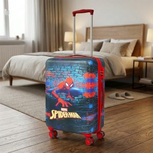 Novex Marvel Spiderman Red Kids Polycarbonate Trolley Bag for Boys Travel Luggage with 4 Spinner Wheel (18 Inch)
