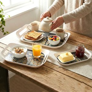 3-Piece Printed Serving Tray Set with Handles