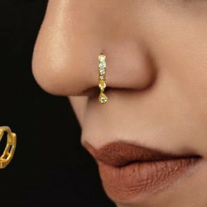 Gold Plated AD Huggie Teardrop Dangle for women and girls