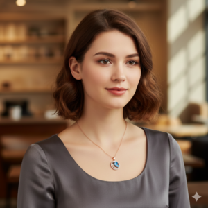 Rose Gold Plated Blue Butterfly Circle AD Pendant Necklace For women and girls
