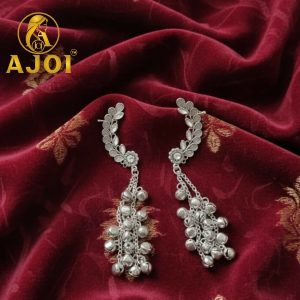 Leaf Cascade Silver Kasmiri Earrings