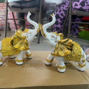 Pair of Lucky Elephant Statues Feng Shui Decor Showpiece for Home & Office