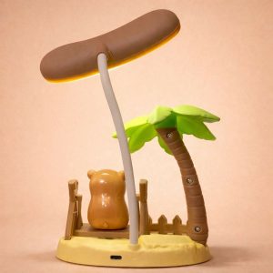 Kids Cartoon Desk Lamp with Cute Bear & Palm Tree Study Light