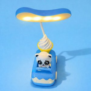 Blue Kids Panda Car LED Desk Lamp with Pen Holder Study Table Light