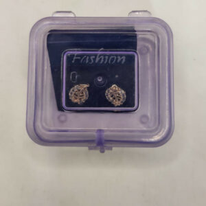 Rose Gold Leaf Stud Earrings with AD for women and girls