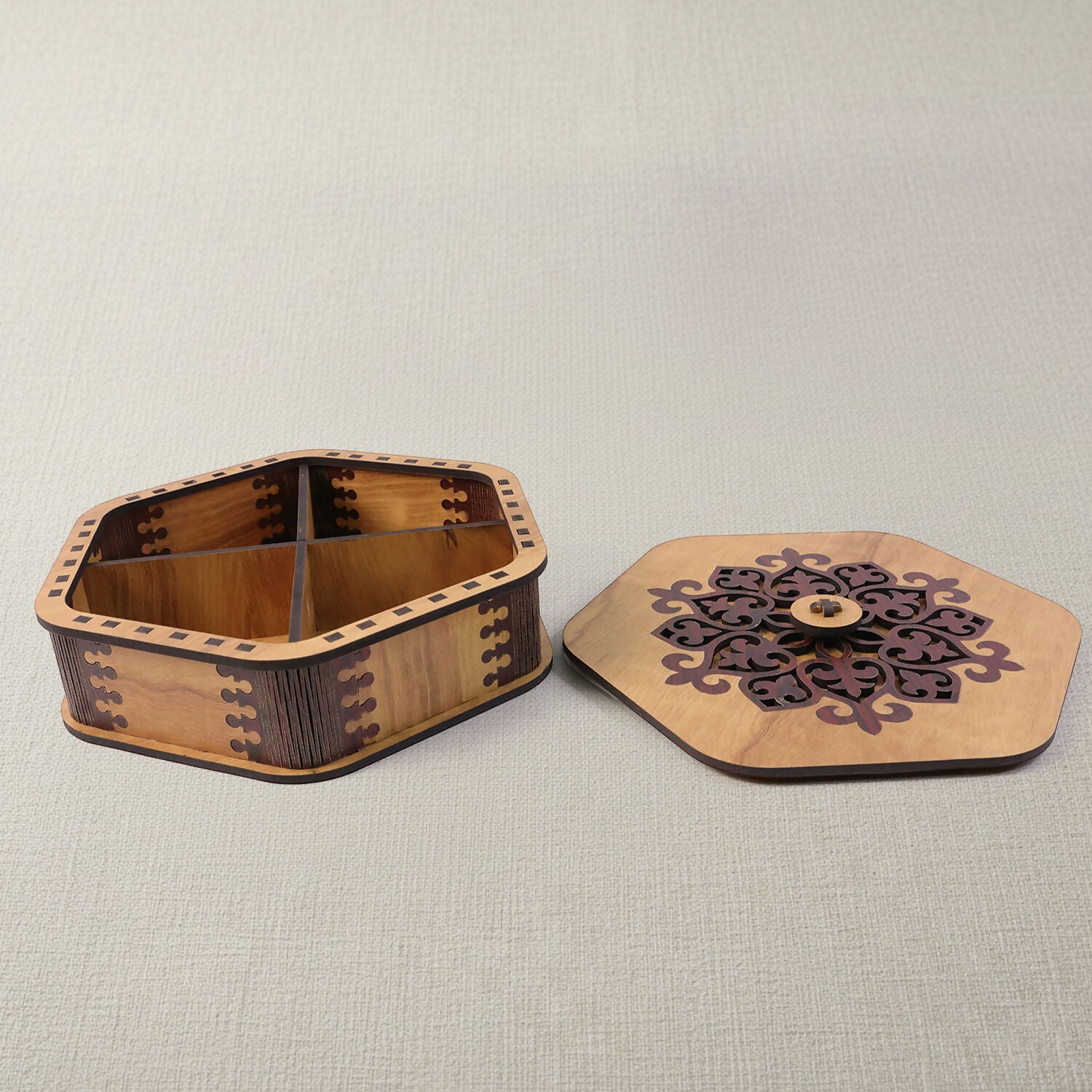 Hexagon Decorative Dry Fruit & Mukhwas Storage Box