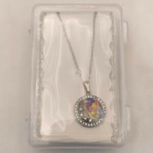 Rainbow Enamel Butterfly Circle AD Halo Pendant Necklace For women and girls