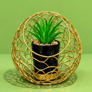 Modern Metal Ring Planter with Decorative Pot for Table Decor