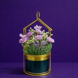 Gold House Frame Tabletop Planter with Decorative Pot(Color may vary)