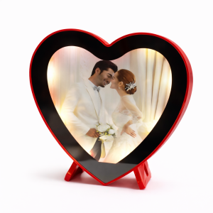 Red Heart Shape LED Night Lamp with Stand for Bedroom Table Decor