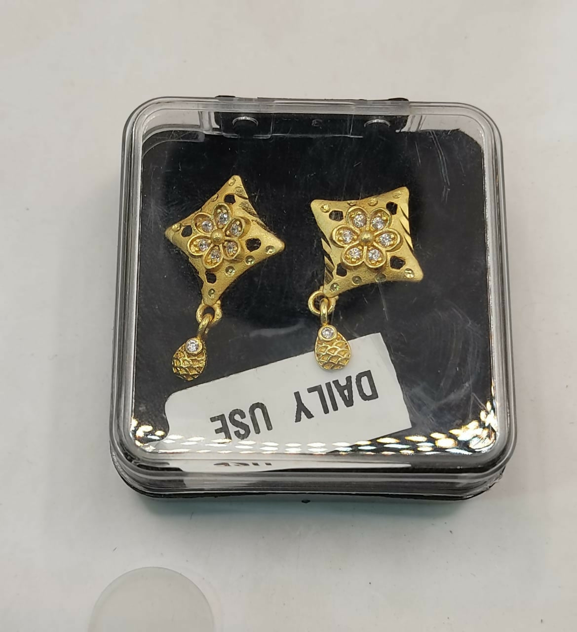 Rose Gold AD Flower Dangle Stud Earrings for Women and girls - Image 5