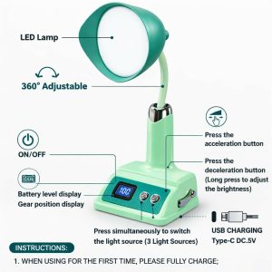 Rechargeable LED Desk Lamp with 3 Light Modes & Adjustable Neck