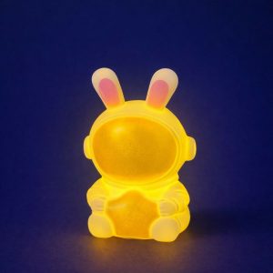 Golden Cute Bunny Astronaut LED Night Lamp with Star for Kids Room Decor