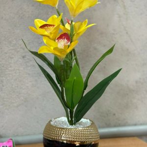 Artificial Orchid Flower Plant with Decorative Pot