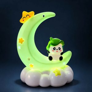 Cute Panda Moon Star Kids Night Lamp with Soft LED Bedside Light