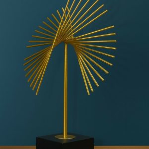 Modern Metal Abstract Table Showpiece with Gold Fan Design