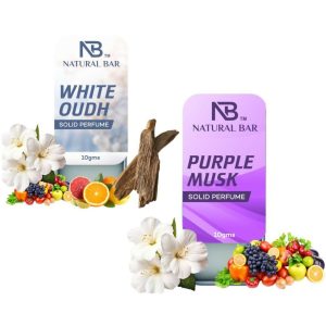 White Oud And Purple Musk Combo Solid Perfume Alcohol Free Cologne for Men & Women (2Pc/10 Gm)