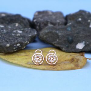 Rose Gold Plated Daily Wear Stud Earrings with AD for women and girls