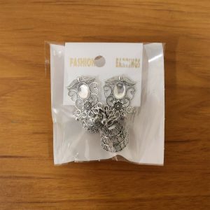 German Silver Jhumka Earrings with White Monalisa Stones