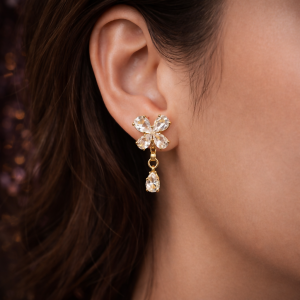 Elegant Butterfly Crystal Drop Earrings for Women