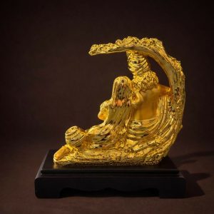 Radha Krishna Golden Finish Idol Statue for Home Temple Decor