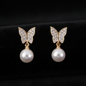 Elegant Gold Finish Stone Studded Hoop Earrings for Women & Girls