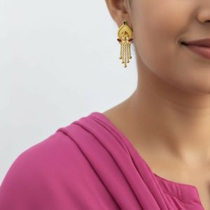 Nice 5 Line Golden Earrings for Women & Girls – Traditional Fancy Jewellery Gift