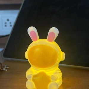 Golden Cute Bunny Astronaut LED Night Lamp with Star for Kids Room Decor