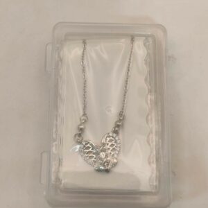 Silver Tone AD Filigree Heart Pendant Necklace for Women