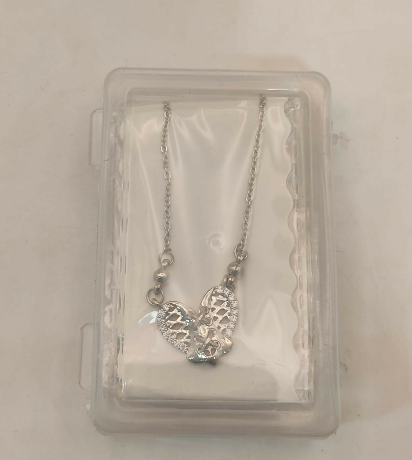 Silver Tone AD Filigree Heart Pendant Necklace for Women - Image 5